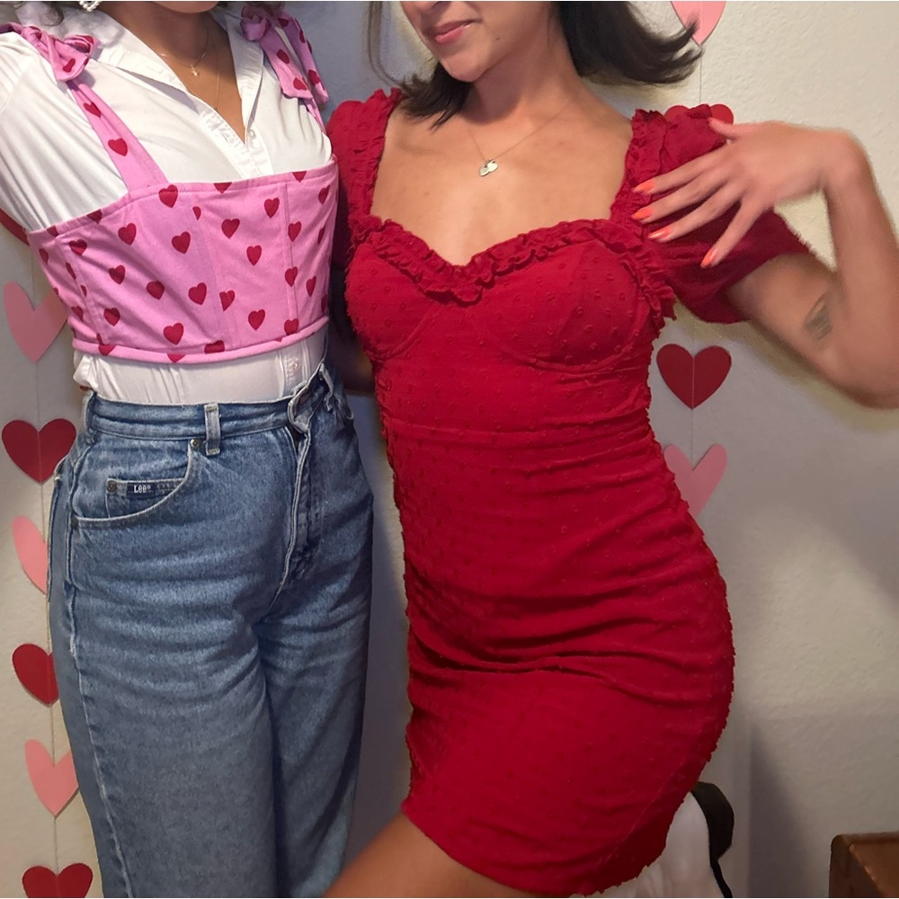 Red Puff Sleeve Dress